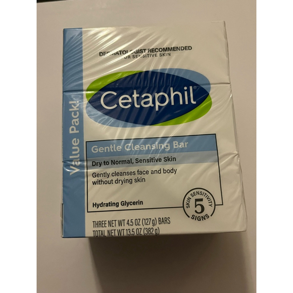 Cetaphil Gentle Cleansing Bar 3-Pack - White & Blue - Picture 1 of 7